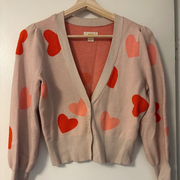 Maeve Heart Print Cardigan S - Picture 1 of 1